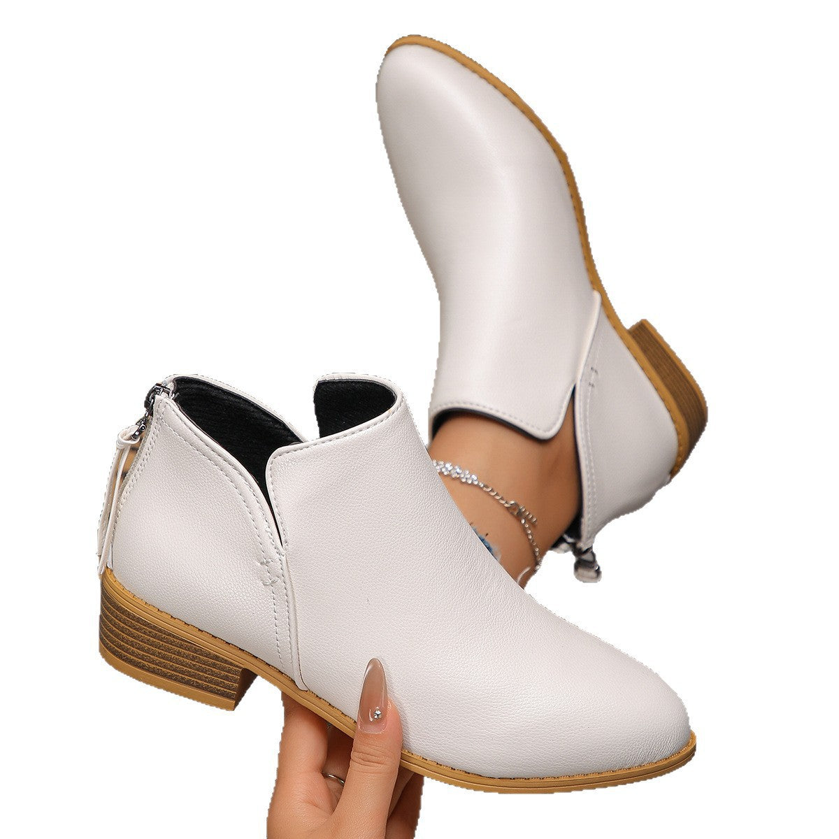 Damen modische Ankle Boots mit seitlichem Reißverschluss und geschmackvollem Design