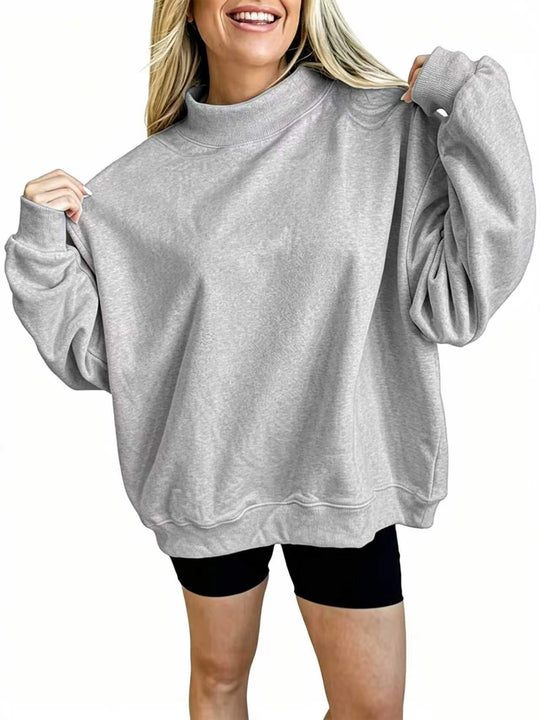 Damen Oversize Sweatshirt mit Stehkragen und Ballonärmeln Shop Nory