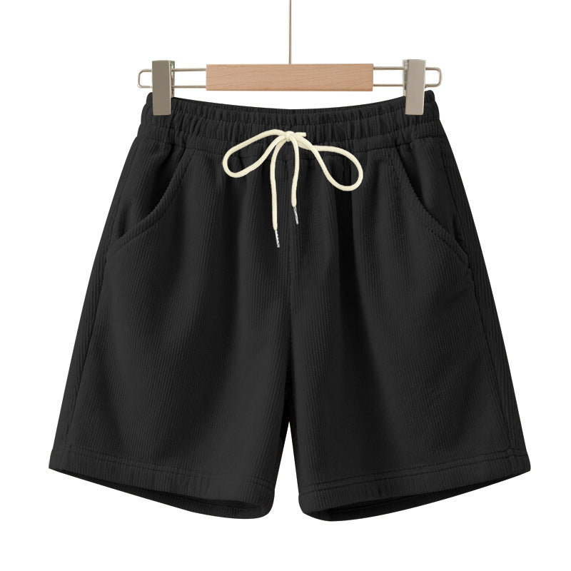 Herren nan gerippte Jersey-Shorts mit elastischem Bund, dekorativem Kordelzug und seitlichen Eingrifftaschen