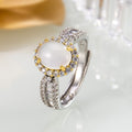 Damen eleganter und funkelnder Ring mit Mondstein Shop Nory