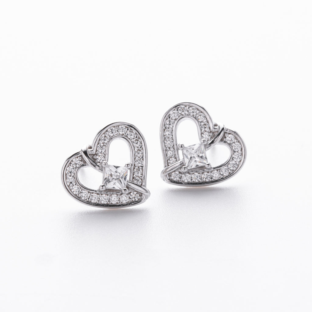 Damen Ohrstecker im Herzdesign aus 925 Sterling Silber Shop Nory