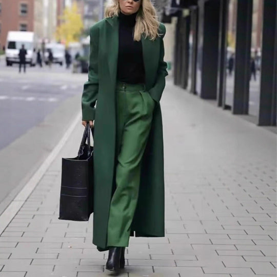 Damen Eleganter Wollmantel mit doppelter Knopfleiste und tiefen Taschen