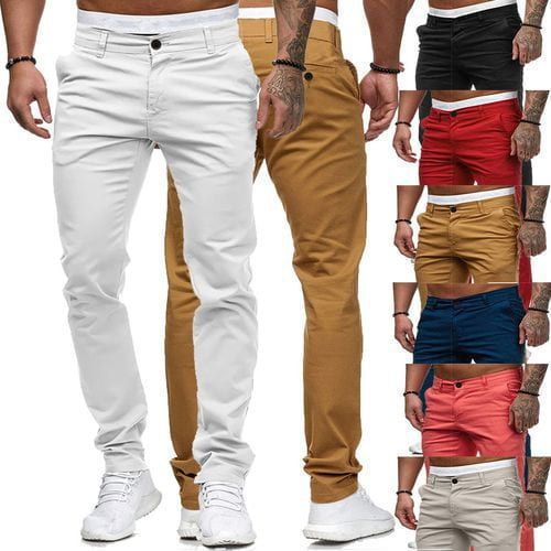 Herren Slim-Fit Chinohosen mit elastischem Bund und praktischen Taschen