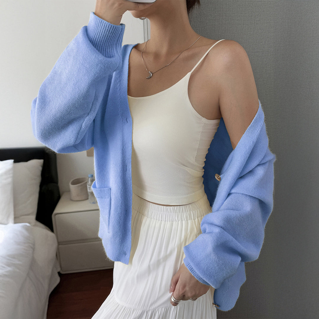 Damen nan kuschelige Oversize-Strickjacke mit aufgesetzten Taschen, weitem Arm und feinem Kaschmir-Mix Shop Nory