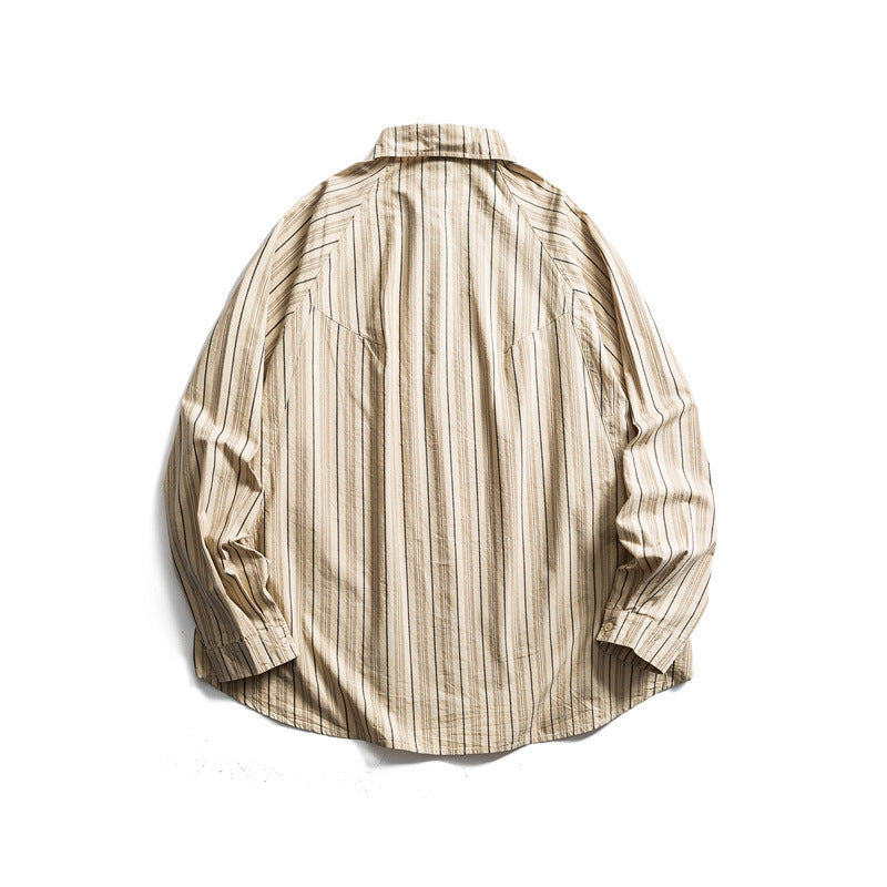 Unisex Oversize-Longline Hemd mit vertikalem Streifenmuster und gerundetem Saum Shop Nory
