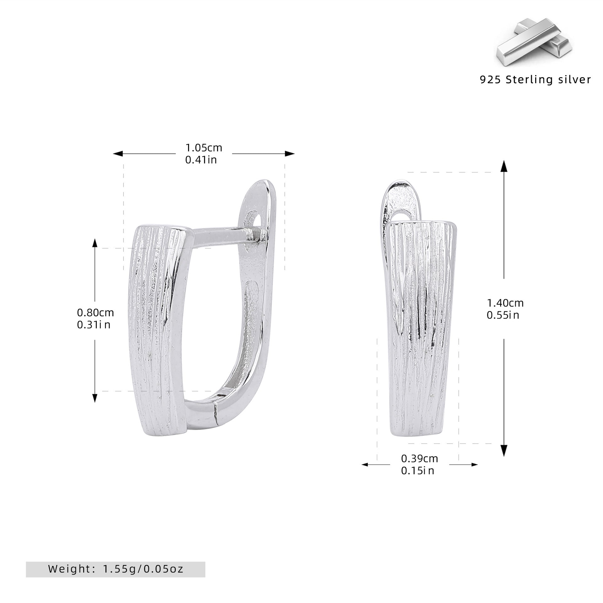 Damen Ohrstecker mit modernes, strukturiertes Design aus hochwertigem 925 Sterling Silber Shop Nory