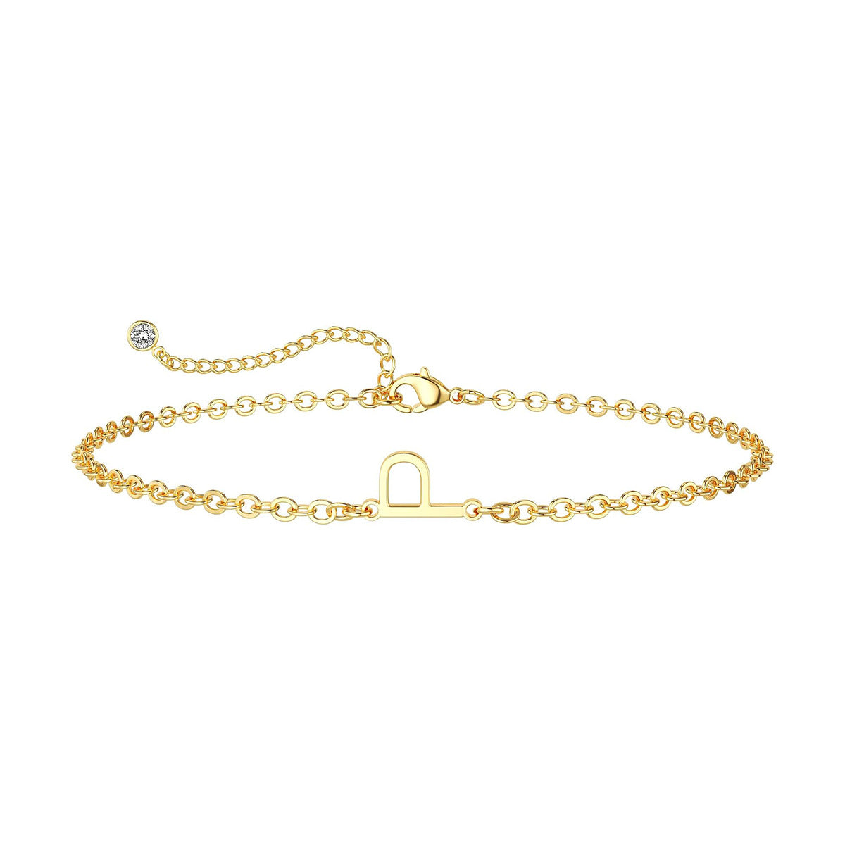 Damen Fußkettchen mit personalisiertem Anfangsbuchstaben und funkelndem Zirkonia-Detail Shop Nory