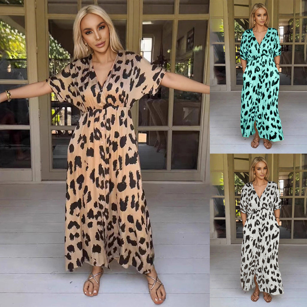 Leopard-Kleid Grenzüberschreitendes Leopardenmuster Kleid