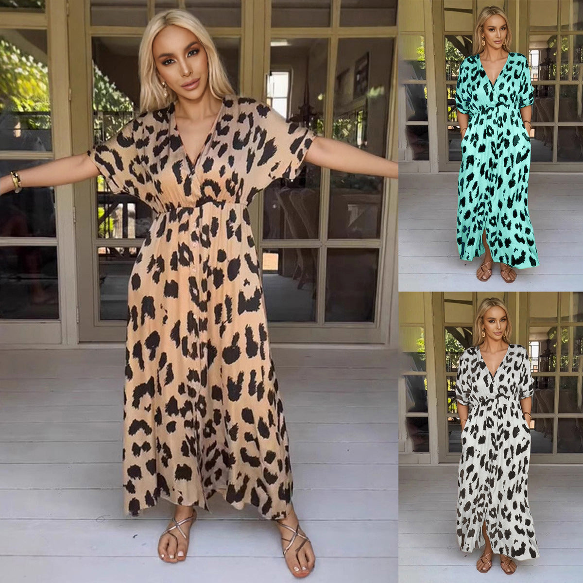 Leopard-Kleid Grenzüberschreitendes Leopardenmuster Kleid