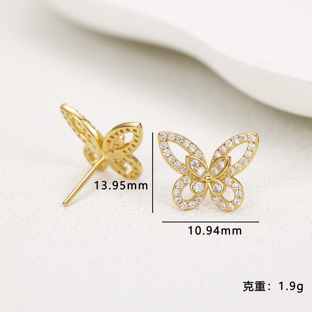 Damen Ohrstecker im eleganten Schmetterlingsdesign mit strahlenden Zirkonia Shop Nory