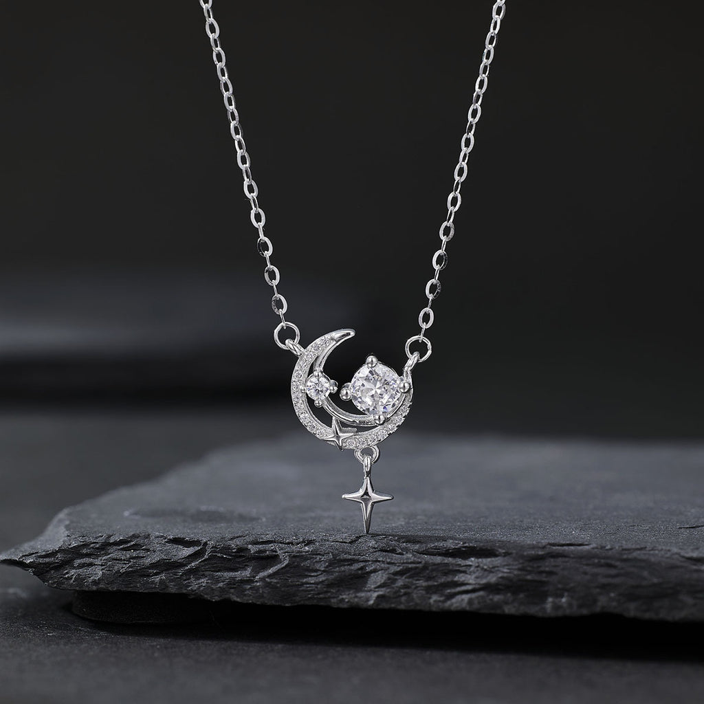 Damen Halskette mit elegantem Mond- und Sternenanhänger Shop Nory