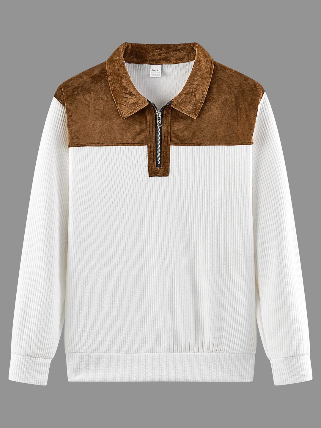 Unisex nan feinstrukturierter Strickpullover mit halbem Reißverschlusskragen und Samtbesatz Shop Nory