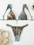 Damen zweiteiliges Tiermuster-Bikini-Set