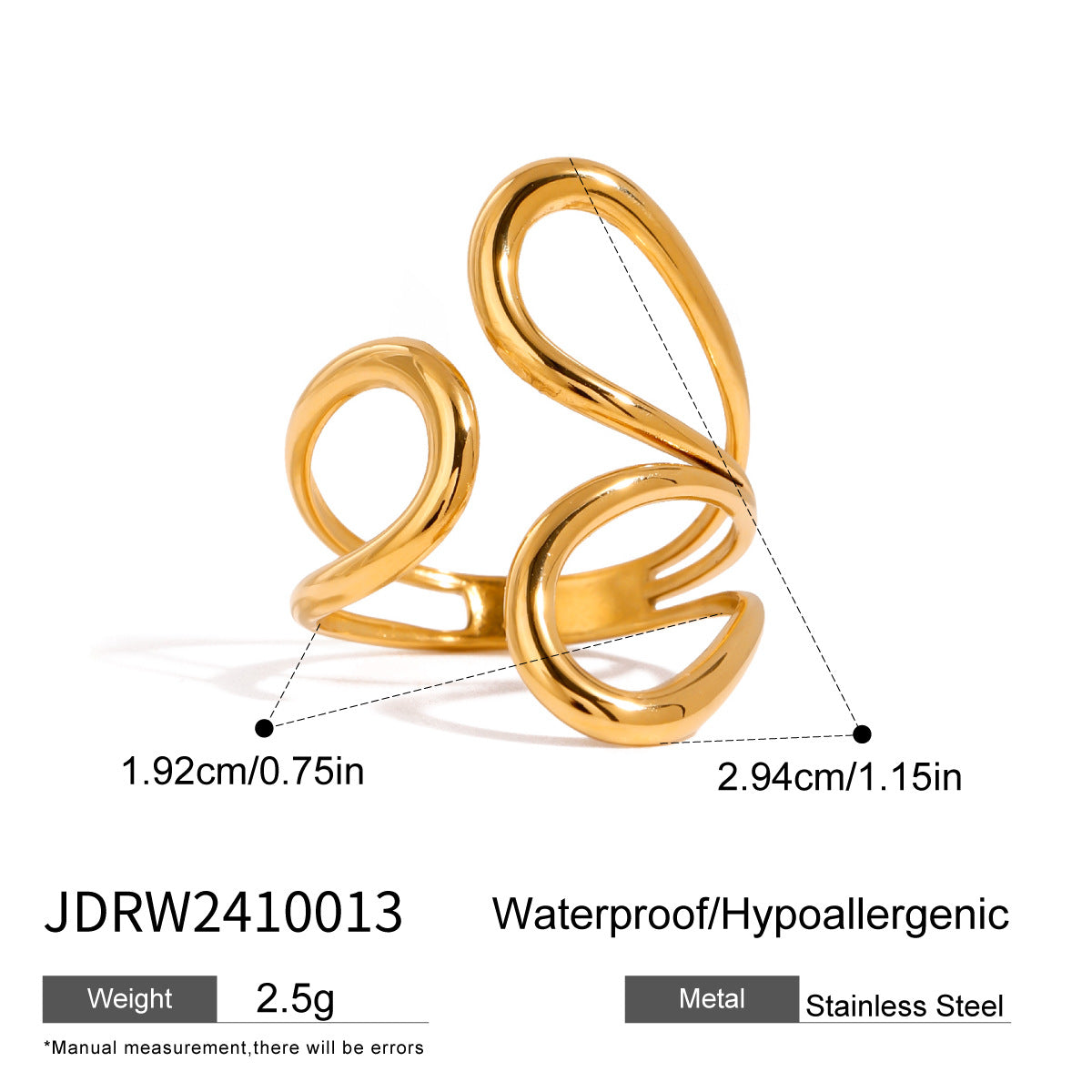 Damen Offenes Design-Armband mit elegantem Wellenmuster aus hypoallergenem Edelstahl Shop Nory