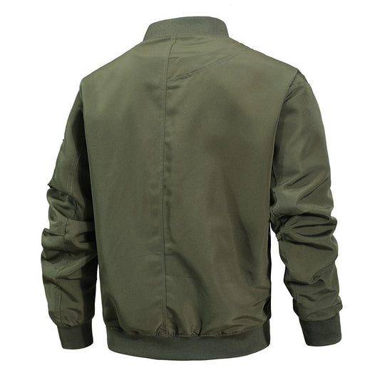 Herren Leichter urbaner Bomber mit Stehkragen, Reißverschluss-Ärmeltasche und Rippbündchen Shop Nory