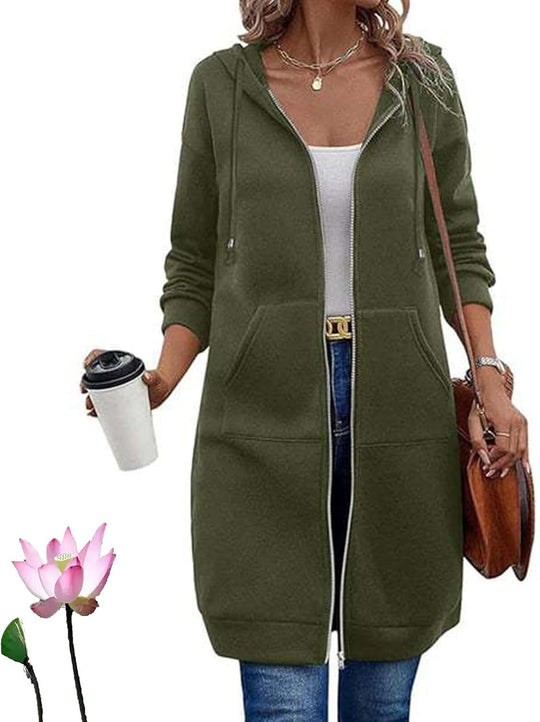 Damen Lässige Langarm Hoodie-Jacke