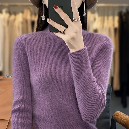 Damen Schlanker Feinstrick-Mockneckpullover aus feinem Angora‑Mix Shop Nory