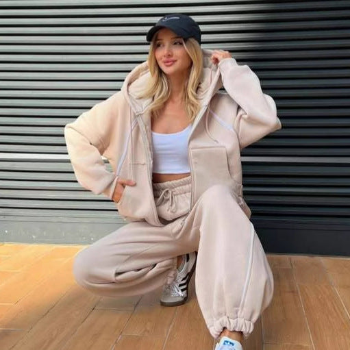 Damen weite Jogginghose mit hohem Bund und kontrastierendem Seitenstreifen Shop Nory