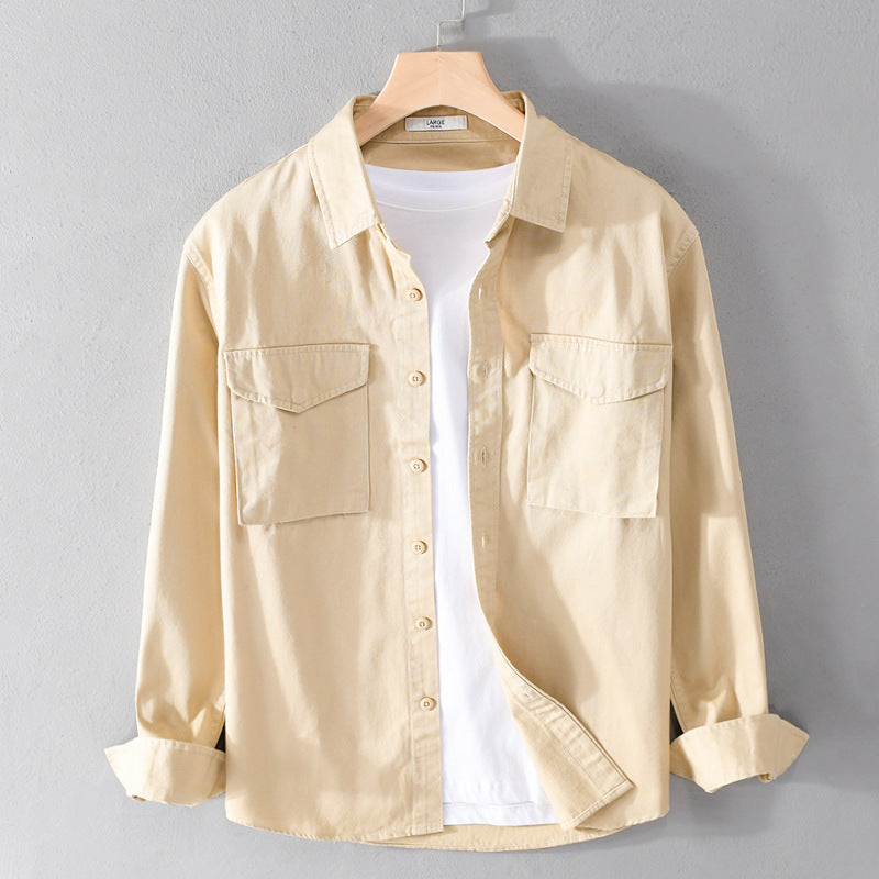 Herren Robustem Baumwoll-Twill Overshirt mit aufgesetzten Brusttaschen und Relaxed-Fit Shop Nory
