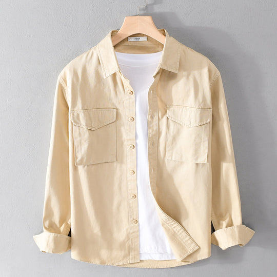 Herren Robustem Baumwoll-Twill Overshirt mit aufgesetzten Brusttaschen und Relaxed-Fit Shop Nory