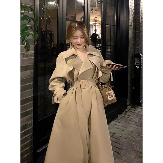 Damen Taillierter A-Linien Trench-Mantel mit breitem Bindegürtel Shop Nory