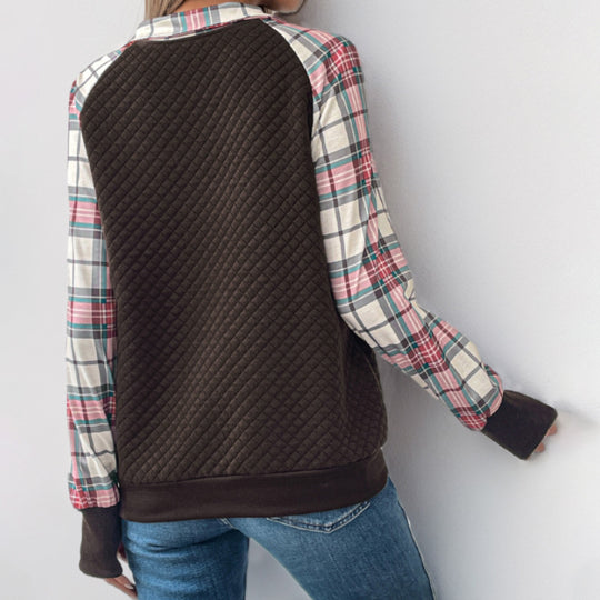 Damen Sportlicher Pullover mit Karomuster Shop Nory
