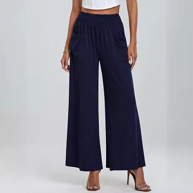 Damen Weite, luftige Palazzo-Hose mit elastischem Bund und praktischen Taschen