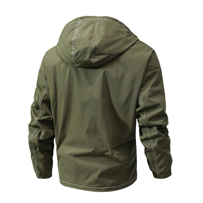 Herren Leichter urbaner Bomber mit Stehkragen, Reißverschluss-Ärmeltasche und Rippbündchen Shop Nory