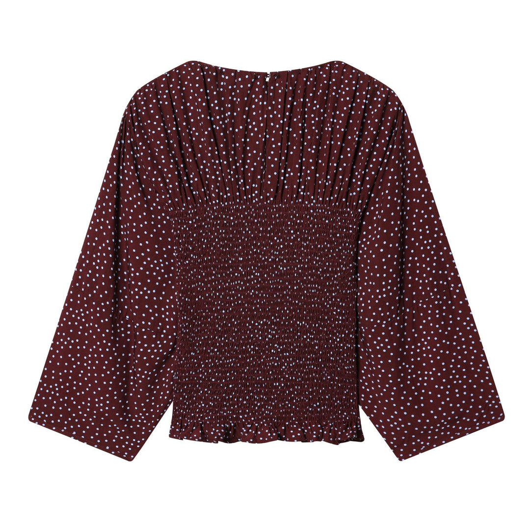 Damen Smock-Bluse mit elastischer Raffung und weiten Trompetenärmeln Shop Nory