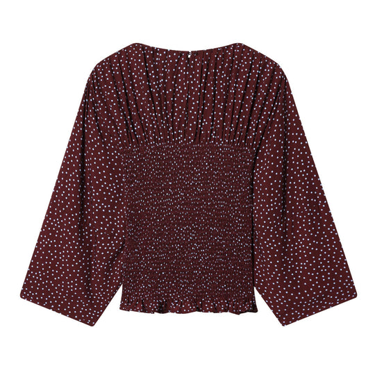 Damen Smock-Bluse mit elastischer Raffung und weiten Trompetenärmeln Shop Nory