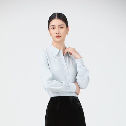 Damen Elegante Langarm Bluse mit Knopfleiste Shop Nory