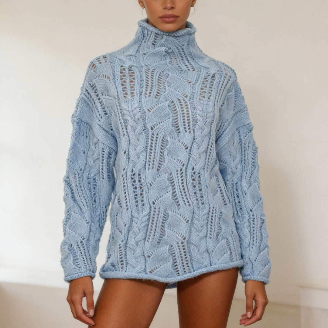Damen Oversize Rollkragenpullover mit Ajour‑Zopfmuster Shop Nory