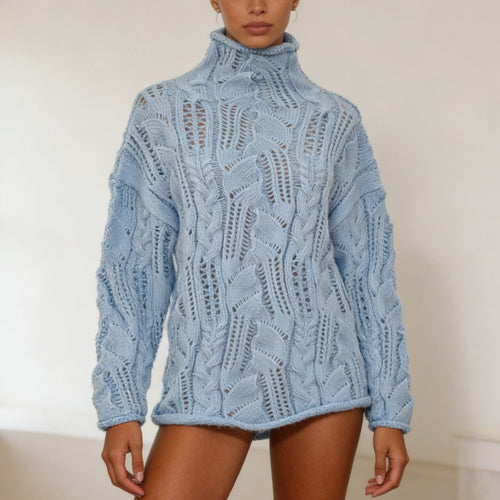 Damen Oversize Rollkragenpullover mit Ajour‑Zopfmuster Shop Nory