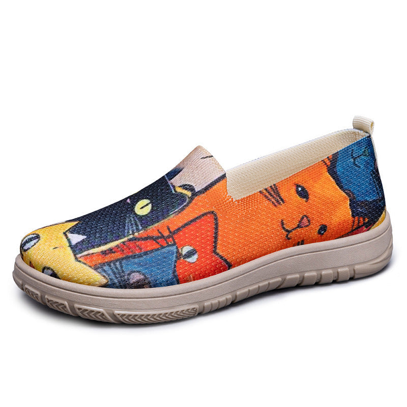 Damen Bunte Slip-On Freizeitschuhe mit Komfort-Einschub