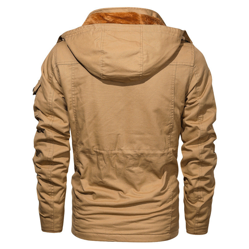 Herren Canvas-Parka im Military-Utility Stil mit Teddyfleece-Futter, Taillenzug und Multifunktions-Taschen Shop Nory