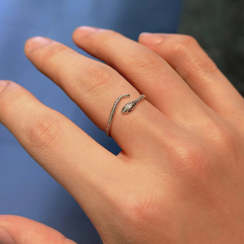 Damen Offener Ring im Schlangenmotiv mit funkelnden Zirkonia Shop Nory