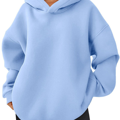 Damen nan kastiger Kapuzenpullover mit doppellagiger Kapuze, überschnittener Schulter und längerem Rückenteil Shop Nory