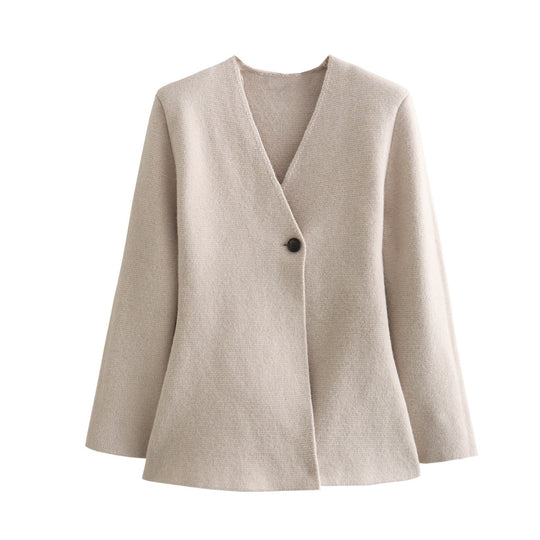 Damen Taillierter Peplum-Blazer-Mantel mit figurformender Silhouette und Ein-Knopf-Verschluss Shop Nory