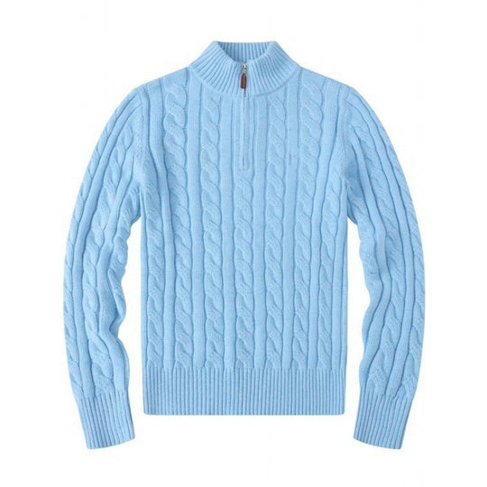 Herren Kabelstrickpullover mit Halbzip und Stehkragen aus weicher Kaschmirmischung Shop Nory