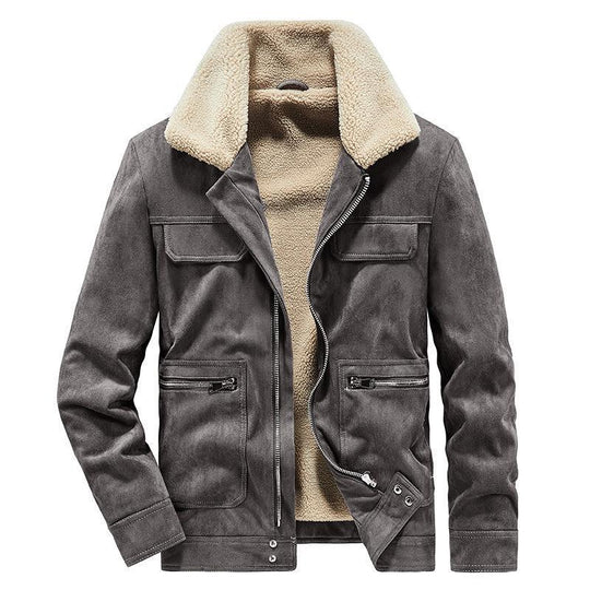 Herren Wildlederoptik-Jacke mit Teddyfutter, Kontrastnähten und Mehrfach-Taschen Shop Nory