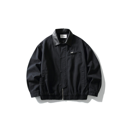 Herren Kurz geschnittener Boxy‑Blouson mit kontrastierendem Lederkragen Shop Nory