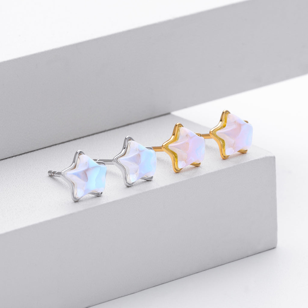 Damen Ohrstecker in sternförmigem Design aus 925er Sterling Silber Shop Nory