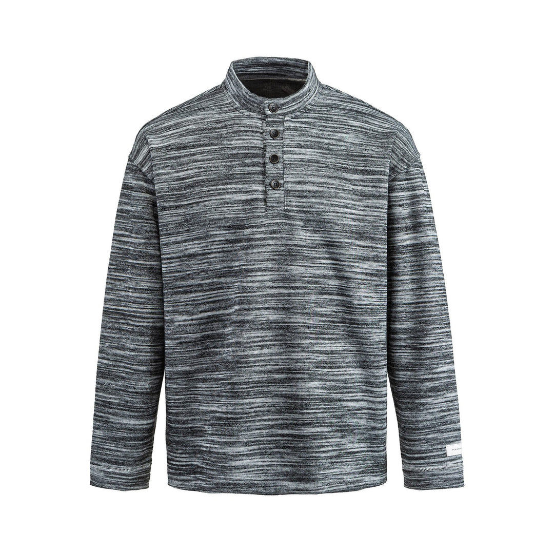 Herren Strukturierter Henley-Strickpullover mit Stehkragen und Melange-Struktur Shop Nory