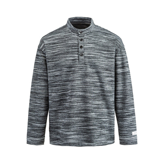 Herren Strukturierter Henley-Strickpullover mit Stehkragen und Melange-Struktur Shop Nory