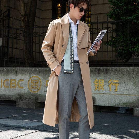 Herren Taillierter Trenchcoat aus wasserabweisendem Twill mit doppelreihiger Knopfleiste Shop Nory