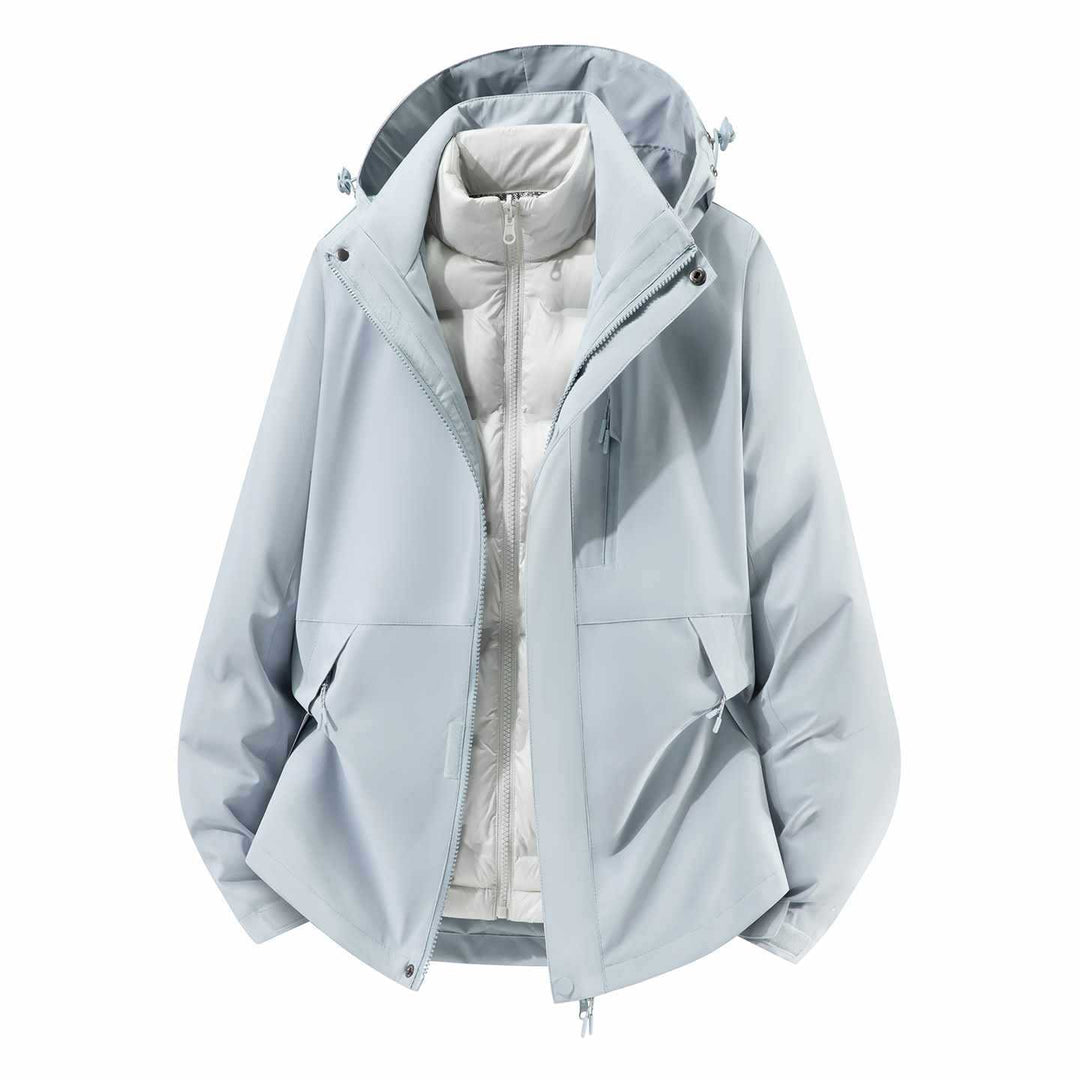 Herren Wasserfeste dreiteilige Winterjacke mit abnehmbarer Daunen-Innenjacke und Kapuze Shop Nory