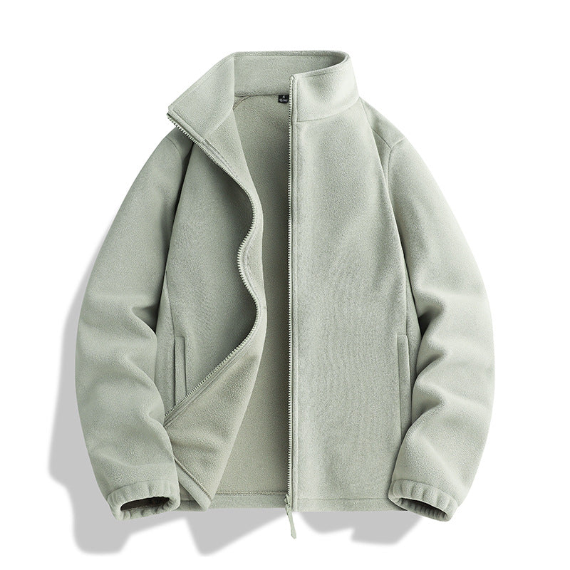 Unisex Fleecejacke mit Stehkragen, durchgehendem Reißverschluss und elastischen Bündchen Shop Nory