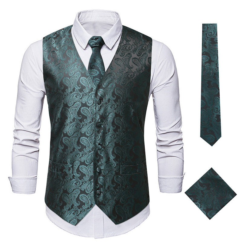 Herren elegante Weste mit feinem Paisleymuster und passendem Krawatten-Set