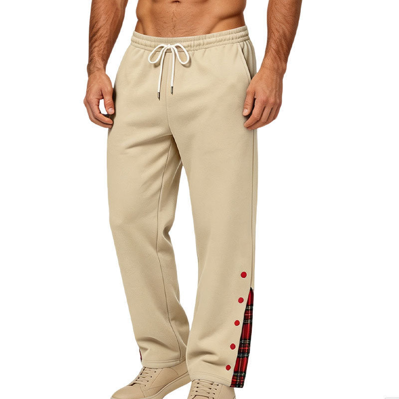 Herren weite Jogginghose mit Karobesatz und Druckknopf-Detail Shop Nory
