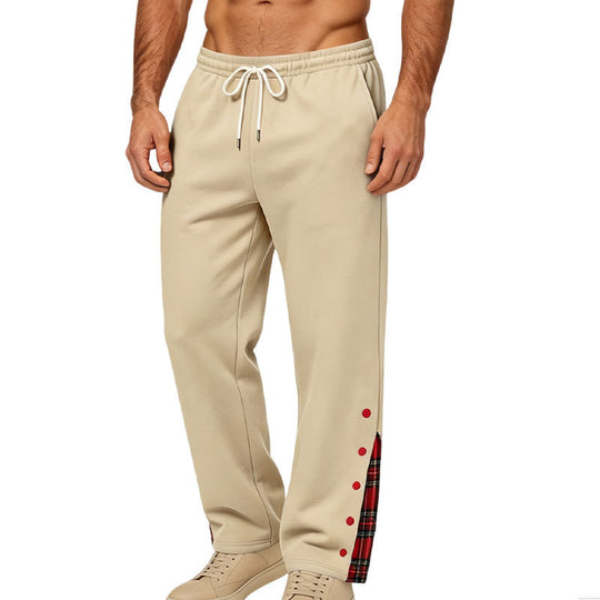 Herren weite Jogginghose mit Karobesatz und Druckknopf-Detail Shop Nory